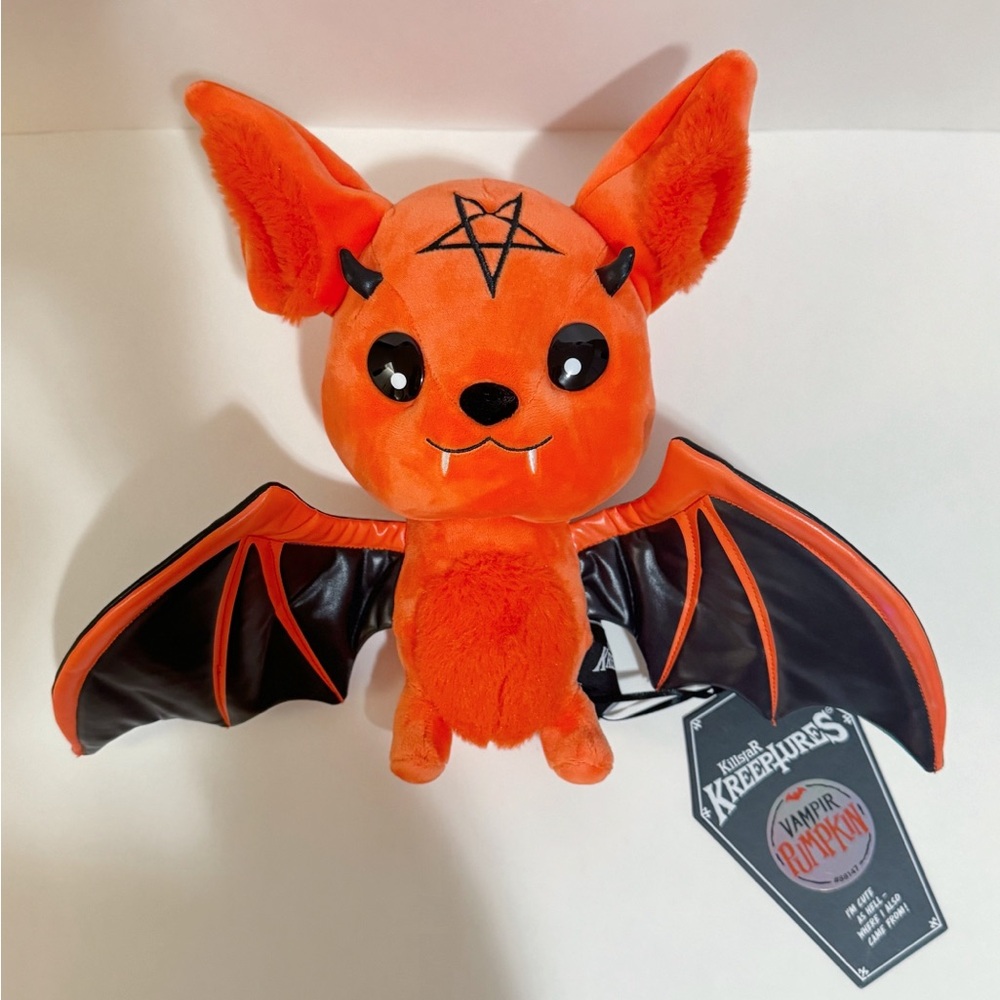 Orange Vampire Bat Plush - Cute Gothic Accessory